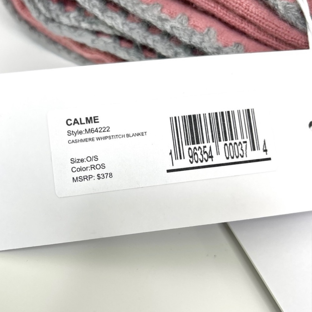 JOHNNY WAS Calme NEW 100% Cashmere Whipstitch Throw Blanket W Dust Bag Rose Pink - Picture 7 of 8